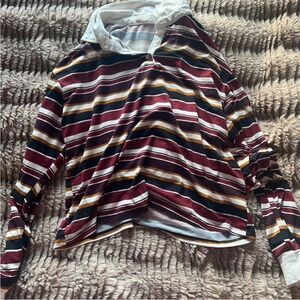 Active USA Pink and Black Polo Collar Long Sleeve Hoodie